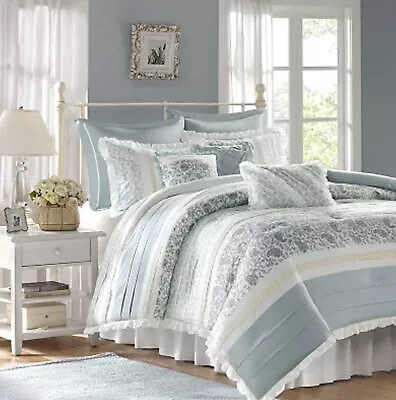 Madison Park Dawn 9 Piece Cotton Percale Comforter Set Queen • $75