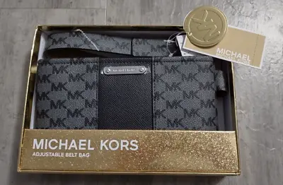 $88 Michael Kors Adjustable Belt Bag Purse Black Size Small/Medium W/Gift Box • $99.35