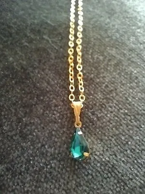 £15 • Buy 18k Gold Necklace With Emerald Gemstone
