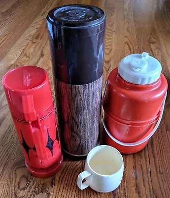 $16 • Buy 3 Vintage Thermos, Aladdin Pump A Drink, Vacron Bopp Decker Cup