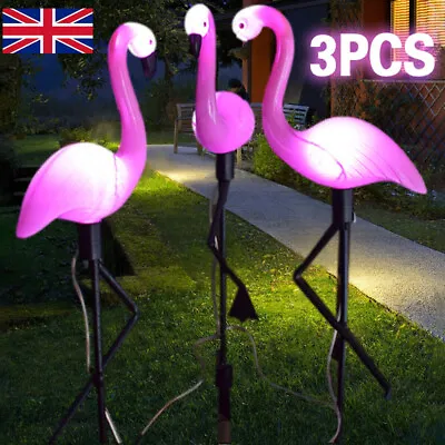 Yard Solar Power Flamingo Light Garden Stake LED Statue Lawn Lamp Ornament Decor • £11.98