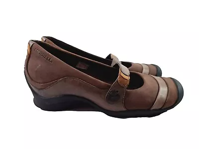 Merrell Mary Jane Shoes Womens Eden Mj Brown Leather Comfort Shoe 7 • $31