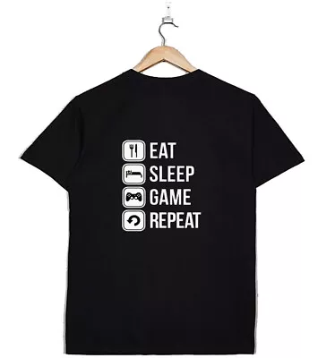 EAT SLEEP GAME T Shirt Novelty Funny Gift Joke Present Black White Pink • £6.45