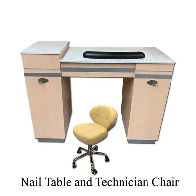 Nail Table Manicure Pedicure Salon Furniture Marble Top W FREE Technician Stool • $379.99