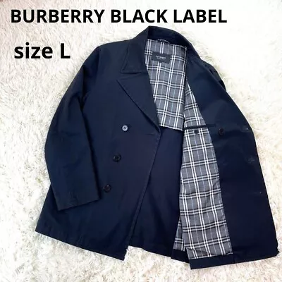 Burberry Black Label Pea Coat Jacket Black Nova Check Cotton Men Size L Used • $92