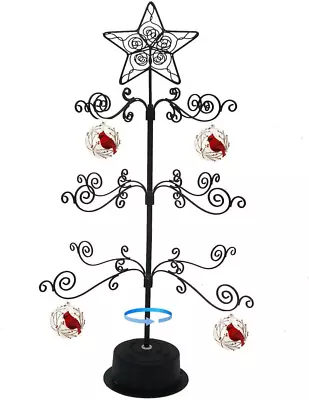 24 Inch Metal Ornament Display Tree Stand Rotating Holder Hanger Wire Hook Hangi • $51.99