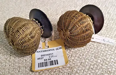 Anthropologie Brass Woven Basket Drawer/Cabinet Pulls   1 Pair New W/Tags • $18.95