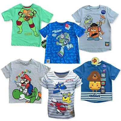 Boys Girls TShirt Super Mario Wings Toy Story Buzz TMNT T-Shirt Top Age 1-4 Year • £6.95