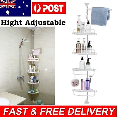 4 Tier Adjustable Telescopic Bathroom Shower Caddy Corner Shelf For Storage Rack • $27.99