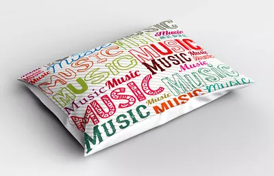 Music Pillow Sham Typography Rhythm Funky • £14.99