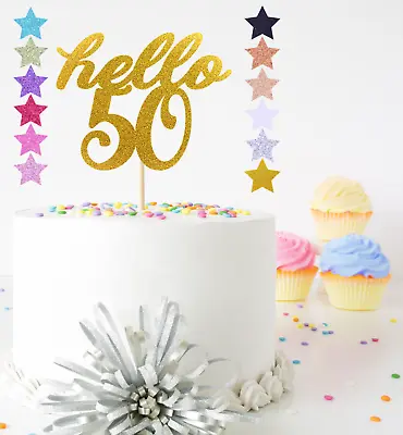 Hello 30th 40th 50th 60th 70th 80th 90th Glitter Birthday Cake Topper Decoration • £2.09