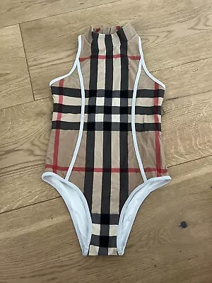 Burberry Kids Beige Check One-Piece Swimsuit Bathing Size 8Y 128cm 135/64 • $104.95