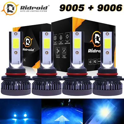 $13.99 • Buy 4PCS Mini 9005 9006 LED Combo Headlight Kit Bulbs 8000K Ice Blue High & Low Beam