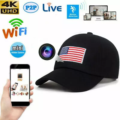 4K HD Camera Wireless Wifi P2P Live Streaming Baseball Hat Cap Video Recorder • $99.89