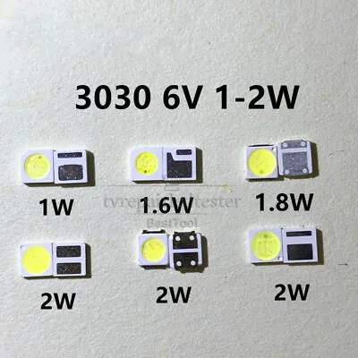 $10.15 • Buy 100pcs 3030 Backlight High Power LED CHIPS 1w 1.5W 2w 3V 6V Cool White TV Repair