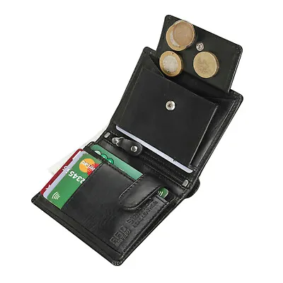 STARHIDE Mens RFID Blocking Genuine VT Leather Small Wallet Coin Card Holder • £13.59