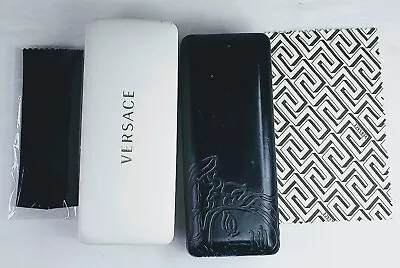 Versace Medusa Logo Case Glasses Sunglasses Case Hard Shell Black Leather Cloth • $26.89