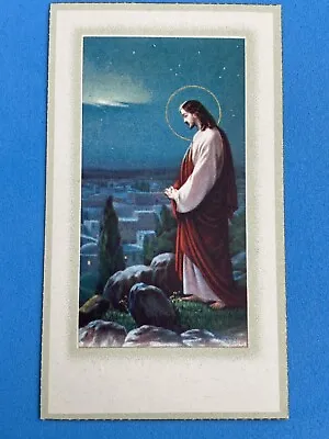 Vintage Catholic Holy Funeral Prayer Card - Jesus And Oh Jerusalem • $1.25