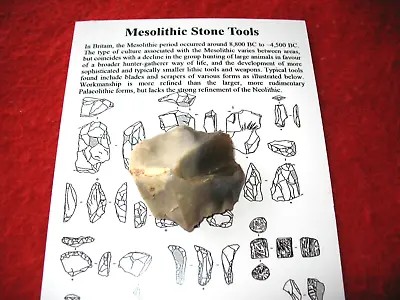 Mesolithic Flint Stone Age Tool Knife Scraper Spear Arrow UK Find #14 • $6.22