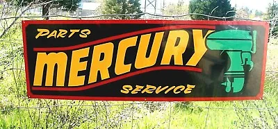 Large 36  Hand Painted Lettered Mercury Boat OMC Repair Shop Marina Sales Sign @ • $125