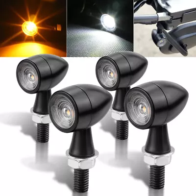 $23.98 • Buy 4X Bullet Motorcycle Turn Signal Indicator Mini Light Amber White Blinker Lamp