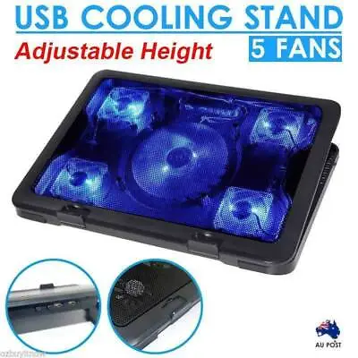 $21.99 • Buy 5 Fans LED USB Adjustable Height Stand Pad Cooler For Laptop Notebook 7 -17 