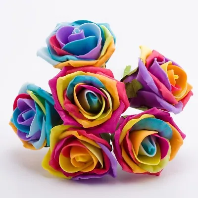 Foam Roses 5cm Bunch Of 6 Artificial Wedding Flowers Bouquet Colorfast Corsage • £3.59