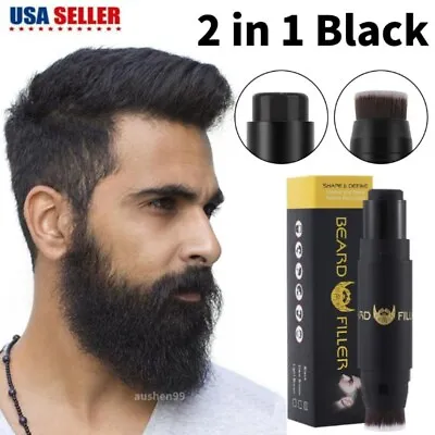 Waterproof Men Black Beard Hair Dye Color Stick Darkening Mustache Filler Brush • $11.28