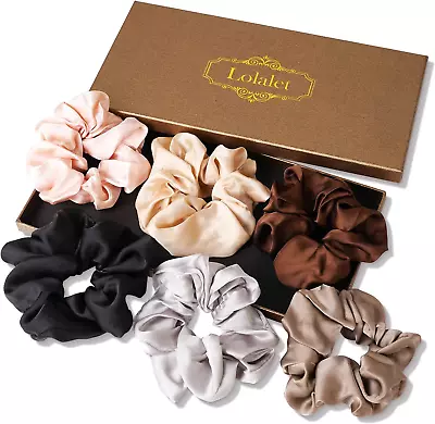 6 Pcs Lolalet Silk Hair Scrunchies For Women Girls Satin Hair Ties No Damage • £10.84