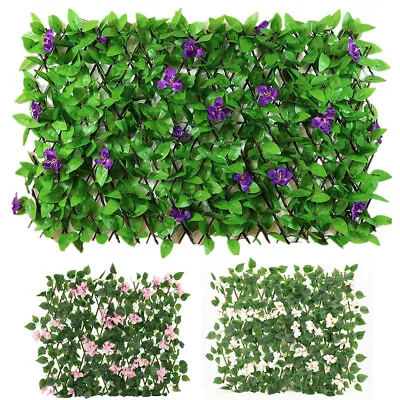 2M Artificial Hedge Flower Leaf Garden Fence Wall  Privacy Screening Trellis.⚘ • £14.39