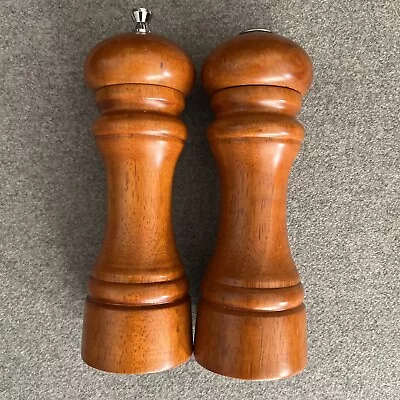 Mr Dudley Salt And Pepper Mill Grinder Set 7  Vintage Brown Wood VERY CLEAN EUC • $20