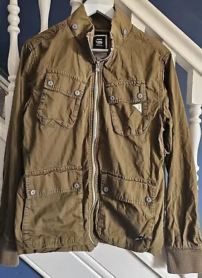 G Star Raw Jacket Mens Large Washed Green Khaki Military Over Shirt Jacket • £27