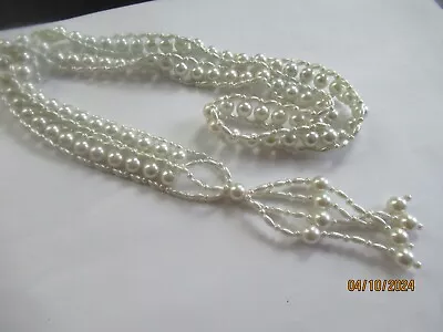 Vintage Faux Pearl Tassel Necklace 30in • $4.50