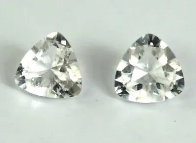 Natural Ceylon White Sapphire Gemstone Pair 3.70 Ct Trillion Cut Certified CE34 • $20.83