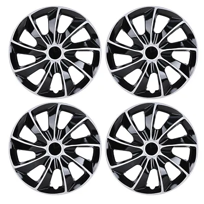 15  Set Of 4 Silver&Black Wheel Covers Snap On Hub Caps Fit R15 Tire + Steel Rim • $43.99