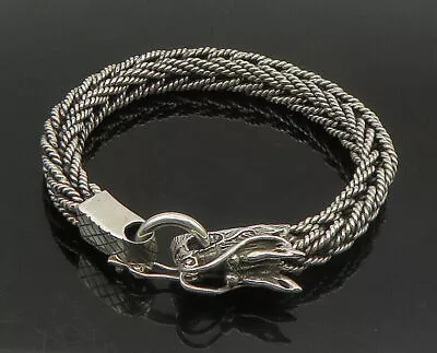 925 Sterling Silver - Vintage Heavy Dragon Head Wheat Chain Bracelet - BT9012 • $291.82
