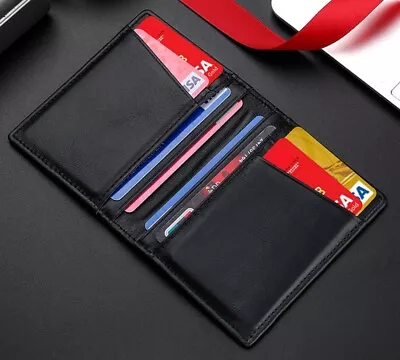 $12.95 • Buy Mens Slim RFID Blocking Black Bifold Wallet Minimalist Credit Card Holder New