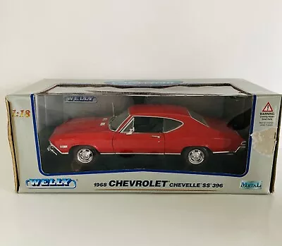 Fun 1968 Chevrolet Chevelle Ss 396 Cherry🍒 Red 10.5 In Long By Welly W/ Stand • $99.99