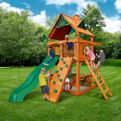 $2106.95 • Buy Outdoor Wooden Swing Set Toy Playhouse PlaySet With Slide Stairs All Cedar NEW