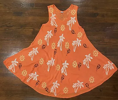 Shoreline Gauzy Swing Sun Dress Women's Size OSFM Boats & Palms Orange • $19.99