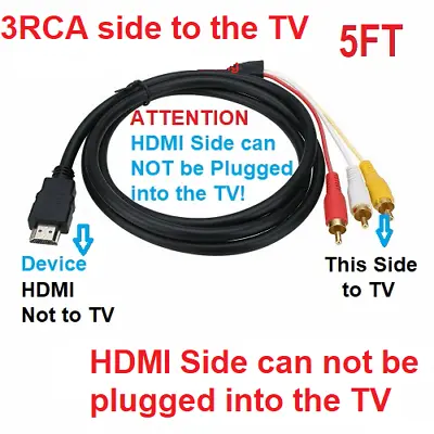 $5.95 • Buy 5FT NEW HDMI Male To 3 RCA Video Audio AV Transmitter Adapter Cable HDTV 1080