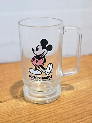 Vintage Walt Disney Productions MICKEY MOUSE Heavy Clear Glass Mug Stein • $12.50