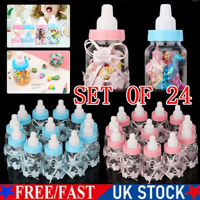 24 Pcs Fillable Bottles Candy Baby Shower Game Favors Prize Party Decor Girl Boy • £2.95