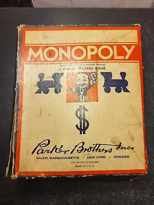 1936 Monopoly A Parker Trading Game Wooden Pieces & Dice NO Game BOARD • $16