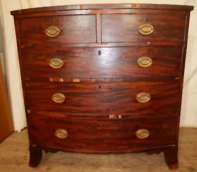 $465 • Buy Antique Hepplewhite Mahogany  5 Drawer Chest Dresser Early 1800's Needs Restored