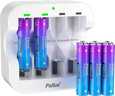 1.5V 1100mWh AAA Li-Ion Rechargeable Battery 4 Slot Charger High Quality LOT NEW • $17.50