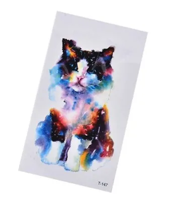 £1.95 • Buy PAINTED CAT Temporary Tattoo 🇬🇧 Unisex Adult Body Art Transfers Small 9x6 Cms