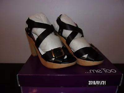 Me Too Ebony6 Platform Strappy Sandals Black 7M NIB Heel 4.5 Inch Soft Vacchetta • $23.99
