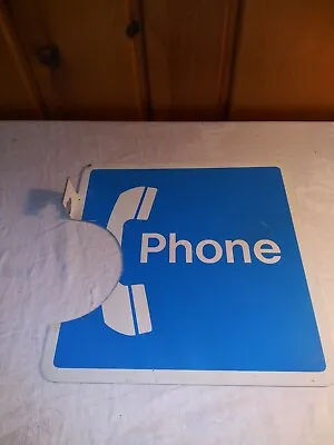 Vintage Pay Phone Telephone Blue & White Metal Sign 12 X12  • $60