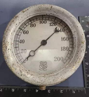 Vtg ASHCROFT 200 PSI Steam Boiler Pressure Gauge Antique Steampunk Hit Miss  • $100